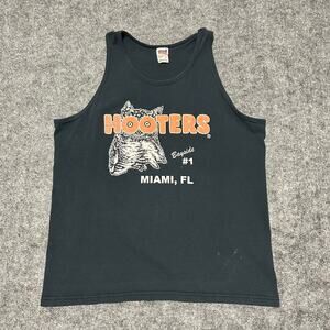 Vintage Hooters Miami FL Tank Top Black Anvil Tag Size Large